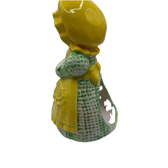 Vintage Sittre Ceramic Burlap Rag Doll Button Eye Sponge Holder - Yellow/Green - Picture 7 of 8